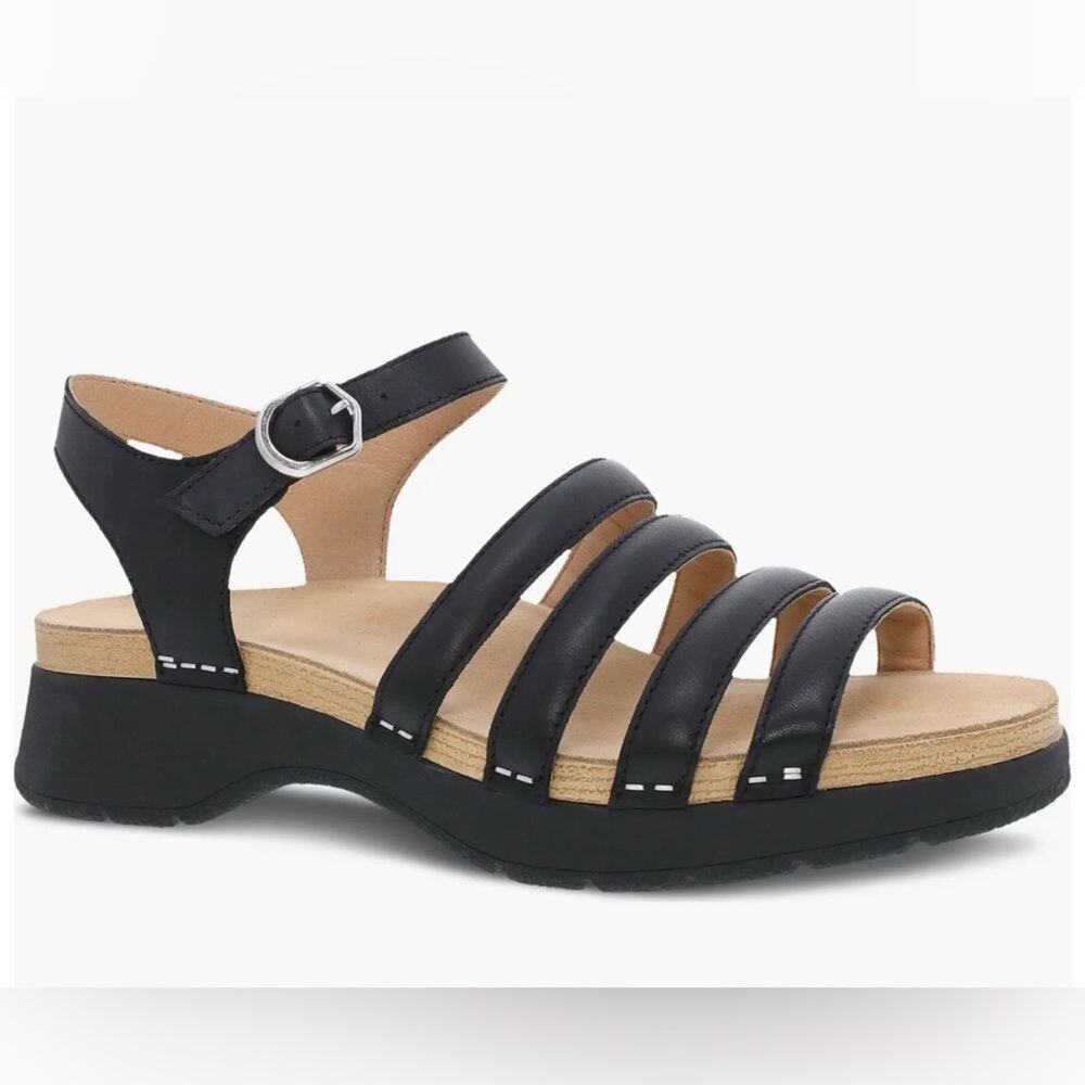 Dansko Roxie Strappy Leather Sandals in Black
